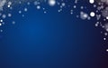 New Years, Christmas blue dark background with chaotic snowflakes and light blur bokeh. Vector illustration for design and Royalty Free Stock Photo