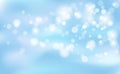 New Years, Christmas chaotic blur bokeh of light snowflakes on background blue. Vector illustration for design and decorating Royalty Free Stock Photo