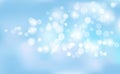 New Years, Christmas chaotic blur bokeh of light snowflakes on background blue. Vector illustration for design and decorating Royalty Free Stock Photo