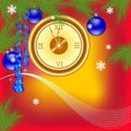 New Years clock on a red background