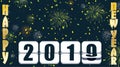 2019 New years Countdown clock changing numeral with festive background