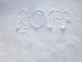 New years date 2017 written in snow.