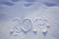 New years date 2017 written in snow.