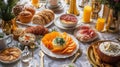 New Years Day Brunch Buffet with Bagels and Smoked Salmon