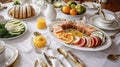 New Years Day Brunch Buffet with Bagels and Smoked Salmon