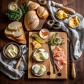 New Years Day Brunch Spread with Bagels and Smoked Salmon