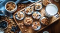 New Years Day Brunch Spread with Muffins, Yogurt, Granola, and Coffee