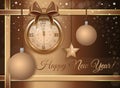 New Years design with a gold antique clock