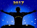 New Years 2017 DJ silhouette and record decks background