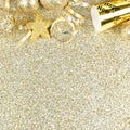 New Years Eve border on shiny gold background Royalty Free Stock Photo