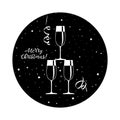 New years eve celebration. Black minimalistic round stickers Royalty Free Stock Photo