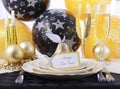 New Years Eve Dinner Table Place Setting. Royalty Free Stock Photo