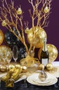 New Years Eve Dinner Table Setting. Royalty Free Stock Photo