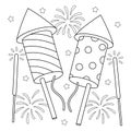 New Years Eve Fireworks Coloring Page for Kids