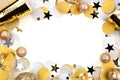 New Years Eve frame of confetti and decor isolated on white Royalty Free Stock Photo