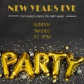 New years eve, get ready to dance the night away, sunday 31st dec at 7pm with party balloons text