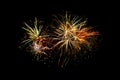 New years eve holiday celebration fireworks explosion colourful night sky view. colorful color plays on newyears eve