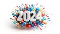 2024 New Years eve party conceptual theme, brilliant and colorful paint exploding outward like a celebration, event announcement