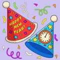 New Years Eve Party Hat Colored Cartoon Royalty Free Stock Photo