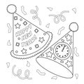 New Years Eve Party Hat Coloring Page for Kids Royalty Free Stock Photo