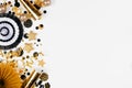 New Years Eve side border of gold and black decorations over a white background Royalty Free Stock Photo