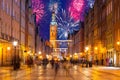 New Years firework display in Gdansk Royalty Free Stock Photo