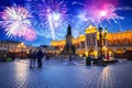 New Years firework display over the Main Square in Krakow