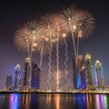 New Years fireworks display in Dubai Royalty Free Stock Photo