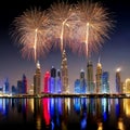 New Years fireworks display in Dubai Royalty Free Stock Photo