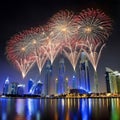 New Years fireworks display in Dubai Royalty Free Stock Photo