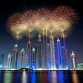 New Years fireworks display in Dubai Royalty Free Stock Photo