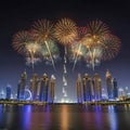 New Years fireworks display in Dubai Royalty Free Stock Photo