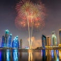 New Years fireworks display in Dubai Royalty Free Stock Photo