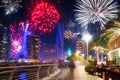 New Years fireworks display in Dubai, UAE Royalty Free Stock Photo