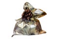 New Years golden gift bag, isolated Royalty Free Stock Photo
