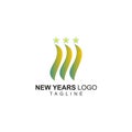 New years logo with little stars concept