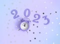 New Years Party Layout for 2023 with Little Violet Clock and Silver Stars.