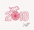 New Years 2018 polygonal line and blooming background. Year of the dog