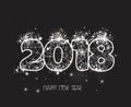 New Years 2018 polygonal line and fireworks background