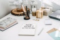 New years resolution, New goals. Handwritten Text New years resolution in open notepad on the table. Start new year Royalty Free Stock Photo