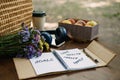 New Years Resolutions Goals motivational phrase in open notebook on the table. Outdoor still life with My Goals Royalty Free Stock Photo