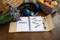 New Years Resolutions Goals motivational phrase in open notebook on the table. Outdoor still life with My Goals Royalty Free Stock Photo