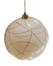 New Years white Christmas tree ball with golden threads isolated Royalty Free Stock Photo