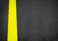 New yellow line on the road texture, asphalt as abstract background