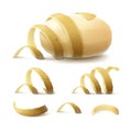 New Yellow Raw Whole Peeled Potato with twisted peel Isolated