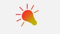 New yellow and red color idea bulb icon on white background