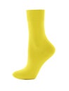 New yellow sock isolated on white. Footwear accessory