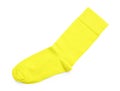 New yellow sock isolated on white, top view