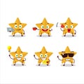 New yellow stars cartoon character with various types of business emoticons Royalty Free Stock Photo