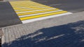 new yellow-white marking of pedestrian crossing, lifestyle, transport concept Royalty Free Stock Photo